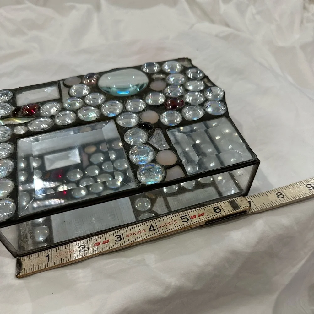 Abstract Bedazzled Hand Made Artisan 3D Mirrored Box